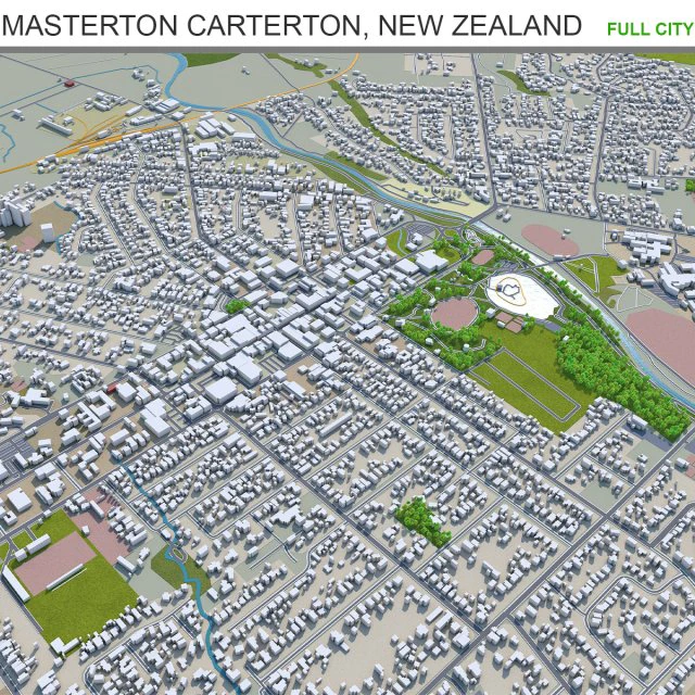 Masterton carterton city new zealand 130km 3D Model .c4d .max .obj .3ds .fbx .stl .blend 