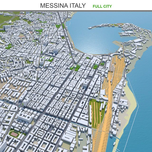 Messina city italy 150km 3D Model .c4d .max .obj .3ds .fbx .stl .blend