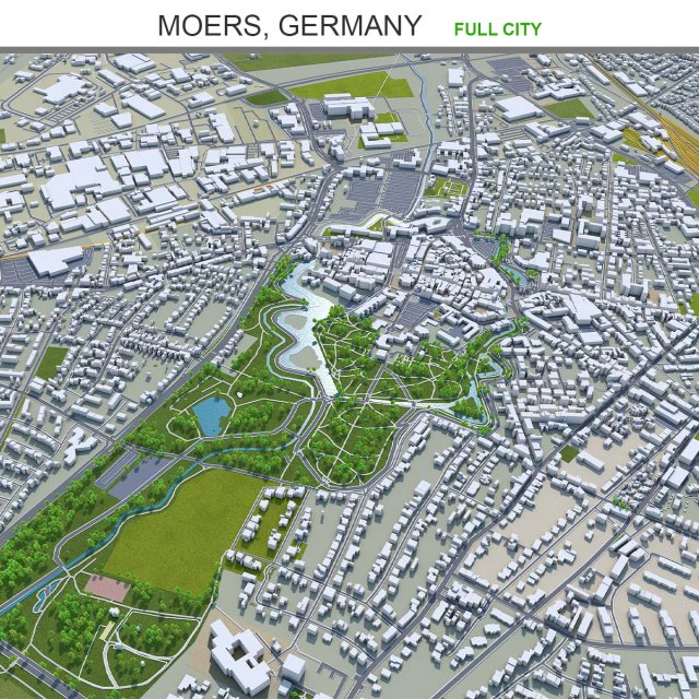 Moers city germany 40km 3D Model .c4d .max .obj .3ds .fbx .stl .blend 