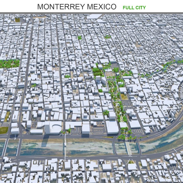 Monterrey city mexico 60km 3D Model .c4d .max .obj .3ds .fbx .stl .blend 