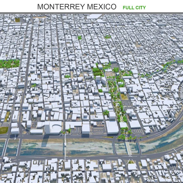 Monterrey city mexico 60km 3D Model .c4d .max .obj .3ds .fbx .stl .blend 