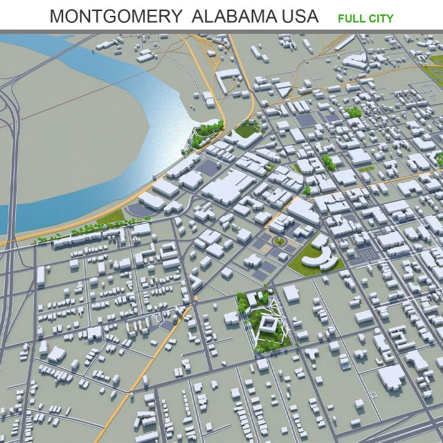 Montgomery prattville millbrook cidade alabama eua 60 km Modelo 3D .c4d .max .obj .3ds .fbx .stl .blend 