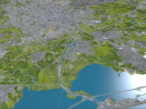 Montpellier city france 30km 3D Model