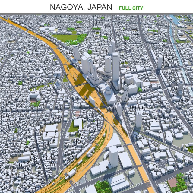 Nagoya city japan 60km Modelo 3D .c4d .max .obj .3ds .fbx .stl .blend 