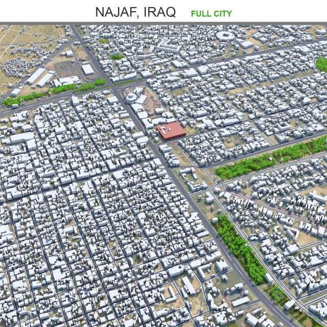Najaf city iraq 30km 3D Model .c4d .max .obj .3ds .fbx .stl .blend 