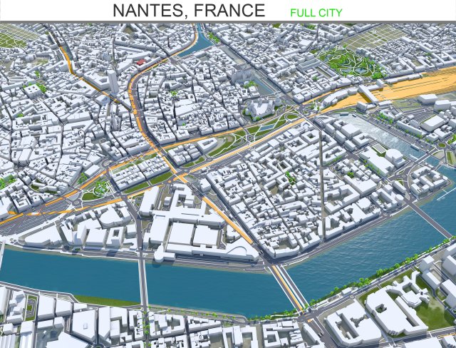 Nantes city france 60km Modelo 3D .c4d .max .obj .3ds .fbx .stl .blend 