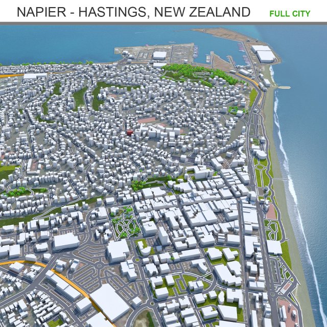 Napier hastings city new zealand 60km 3D Model .c4d .max .obj .3ds .fbx .stl .blend 