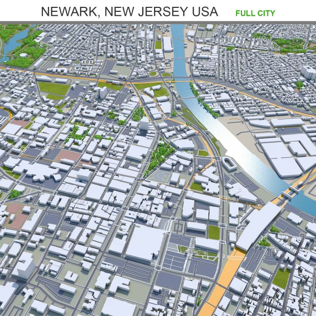 Newark city new jersey 30km 3D Model .c4d .max .obj .3ds .fbx .stl .blend