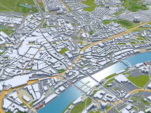 Newcastle upon Tyne Gateshead Sunderland na południu chroni miasto Anglia 60 km Model 3D