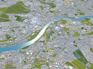 Newcastle upon tyne gateshead sunderland south shields city england 60km 3D Model