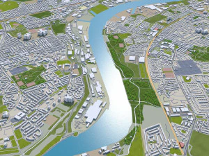 Newcastle upon tyne gateshead sunderland south shields city england 60km 3D Model