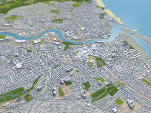 Newcastle upon tyne gateshead sunderland south shields city england 60km 3D Model