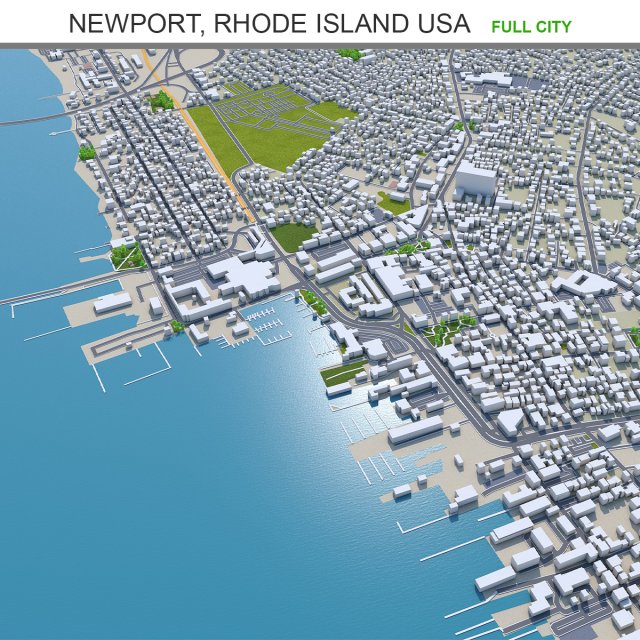 Newport rhode city island usa 20km Modèle 3D .c4d .max .obj .3ds .fbx .stl .blend 