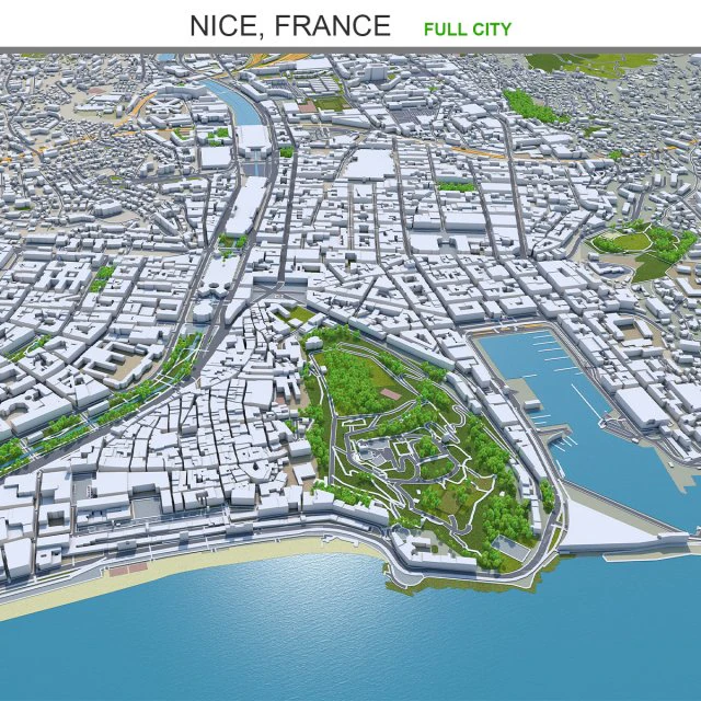 Nice city france 30km 3D Model .c4d .max .obj .3ds .fbx .stl .blend 
