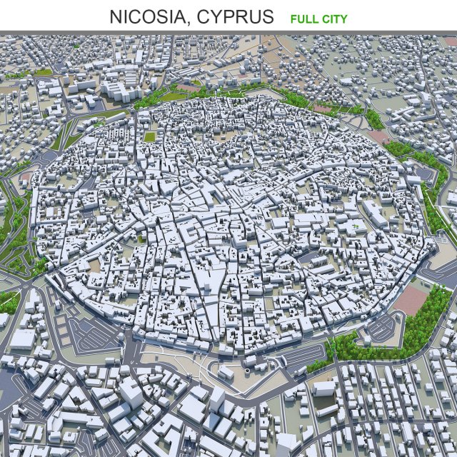Nicosia city cyprus 40km Modello 3D .c4d .max .obj .3ds .fbx .stl .blend 