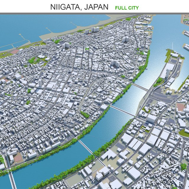 Niigata city japan 70km 3D Model .c4d .max .obj .3ds .fbx .stl .blend 
