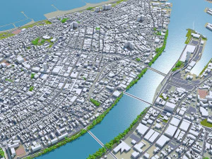 Ciudad de Niigata Jap&oacute;n 70 km Modelo 3D