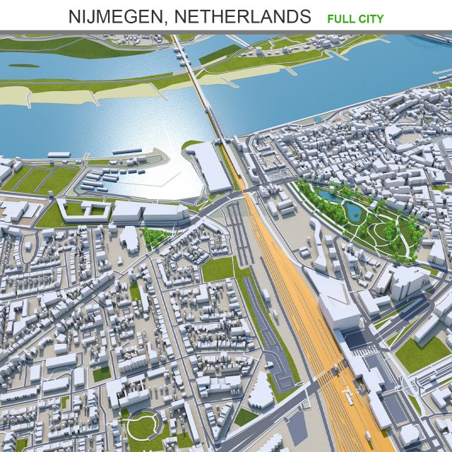 Nijmegen city netherlands 40km 3Dモデル .c4d .max .obj .3ds .fbx .stl .blend 
