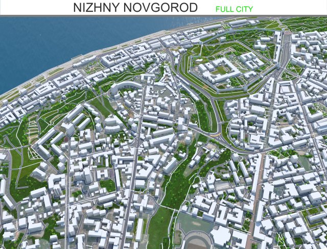 Nizhny city novgorod 70km Model 3D .c4d .max .obj .3ds .fbx .stl .blend 