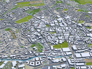 Cidade de Nottingham Inglaterra 80 km Modelo 3D