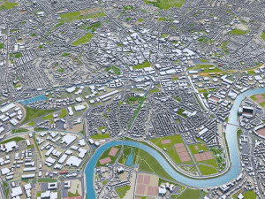 Cidade de Nottingham Inglaterra 80 km Modelo 3D