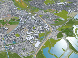 Cidade de Nottingham Inglaterra 80 km Modelo 3D