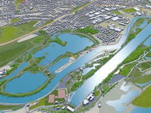Cidade de Nottingham Inglaterra 80 km Modelo 3D