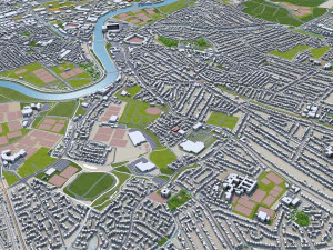 Cidade de Nottingham Inglaterra 80 km Modelo 3D