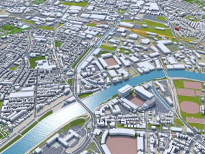 Cidade de Nottingham Inglaterra 80 km Modelo 3D