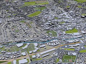 Cidade de Nottingham Inglaterra 80 km Modelo 3D