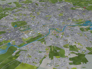 Cidade de Nottingham Inglaterra 80 km Modelo 3D