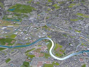 Cidade de Nottingham Inglaterra 80 km Modelo 3D