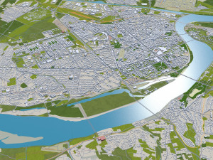 Città di Novi-sad, Serbia, 40 km Modello 3D