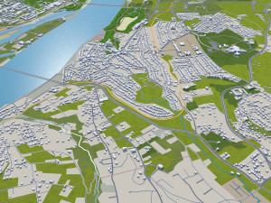 Città di Novi-sad, Serbia, 40 km Modello 3D