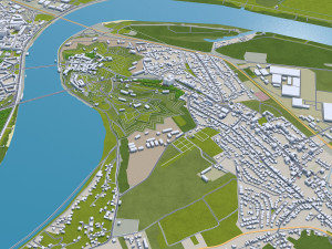 Città di Novi-sad, Serbia, 40 km Modello 3D