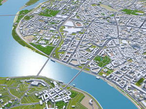 Città di Novi-sad, Serbia, 40 km Modello 3D