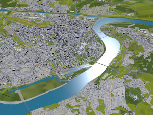 Città di Novi-sad, Serbia, 40 km Modello 3D