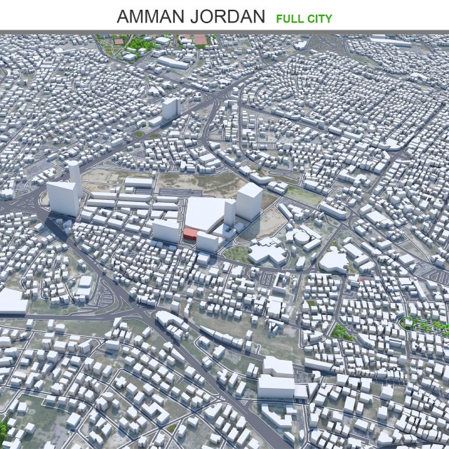 Amman city jorden 100km 3D Модель .c4d .max .obj .3ds .fbx .stl .blend 