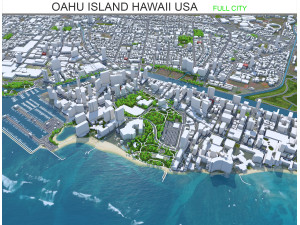 Oahu island hawaii city usa 80km Modello 3D
