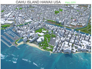 Оаху острів Гаваї місто США 80 км 3D Модель