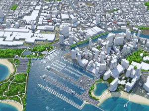 Oahu island hawaii city usa 80km 3D Model
