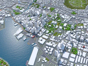 Oahu island hawaii city usa 80km 3D Model