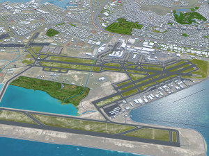 Oahu island hawaii city usa 80km 3D Модель