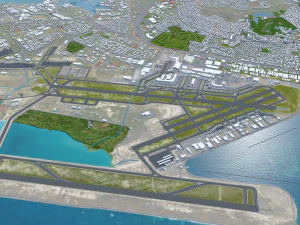 Oahu island hawaii city usa 80km 3D Model