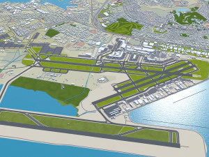 Oahu island hawaii city usa 80km 3D Model