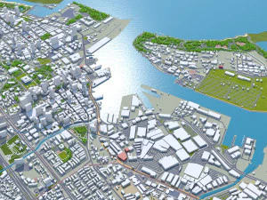 Oahu island hawaii city usa 80km 3D Model