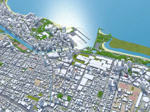 Oahu island hawaii city usa 80km 3D Model