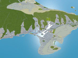 Oahu island hawaii city usa 80km 3D Model