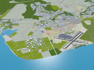 Oahu island hawaii city usa 80km 3D Model
