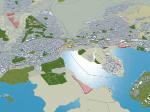 Oahu island hawaii city usa 80km 3D Model